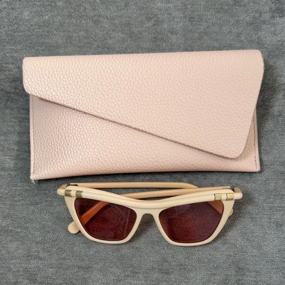 Zimmerman Cateye Cream Sunglasses with Pink Case - Picture 4 of 8